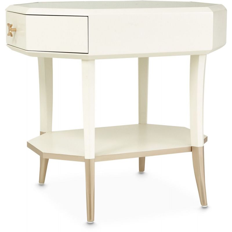 AICO La Rachelle Octagonal End Table w/ Drawer in Medium Champagne - Furniture Now (CA)