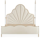 AICO Malibu Crest Queen Scalloped Poster Bed in Chardonnay - Furniture Now (CA)
