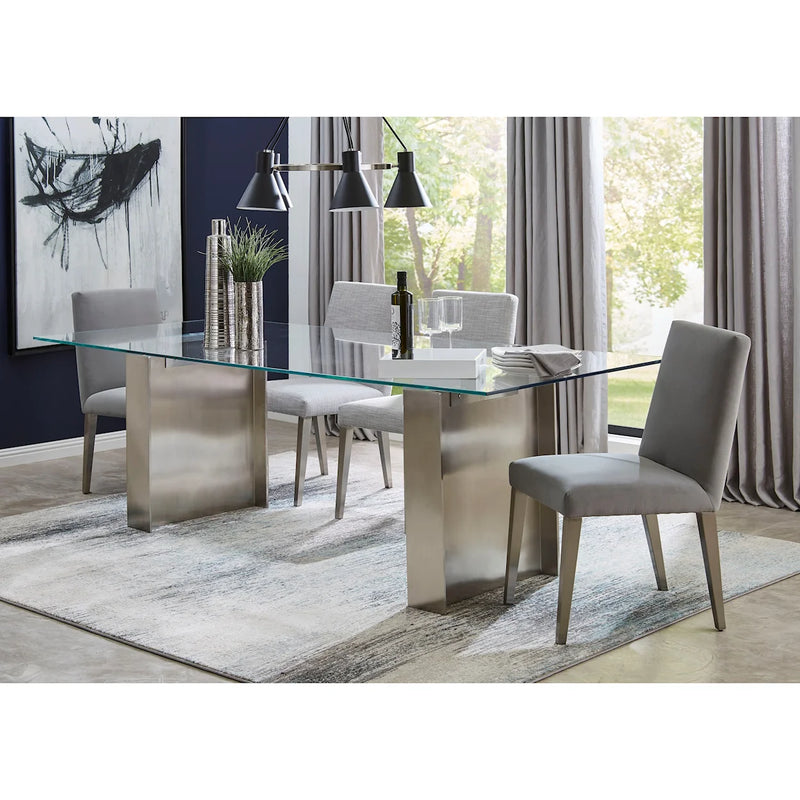 7-Piece Brushed Stainless Steel Dining Set