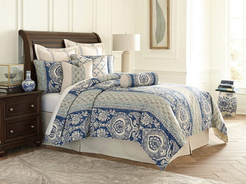 AICO Provence 9-pc Queen Duvet Set in Cadet - Furniture Now (CA)