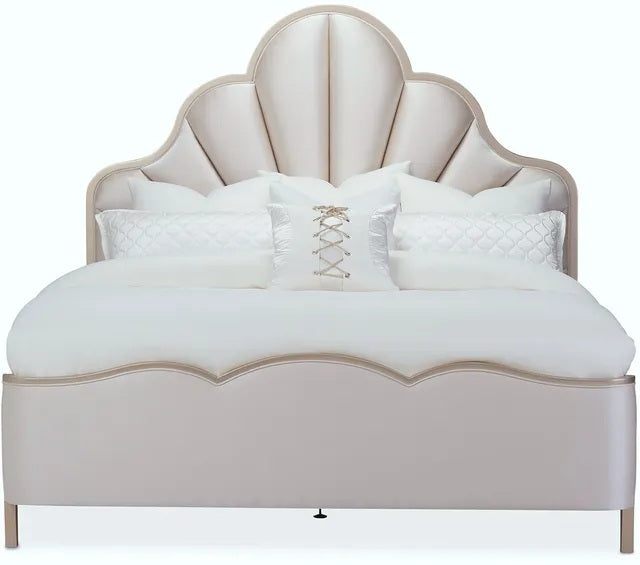 AICO Malibu Crest Queen Scalloped Panel Bed in Chardonnay - Furniture Now (CA)