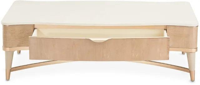 AICO Malibu Crest Rectangular Cocktail Table in Blush - Furniture Now (CA)
