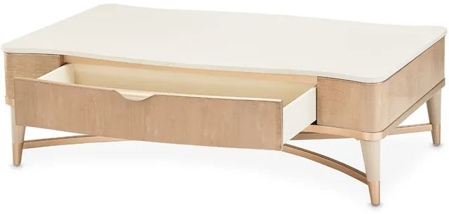AICO Malibu Crest Rectangular Cocktail Table in Blush - Furniture Now (CA)