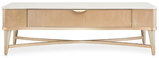 AICO Malibu Crest Rectangular Cocktail Table in Blush - Furniture Now (CA)