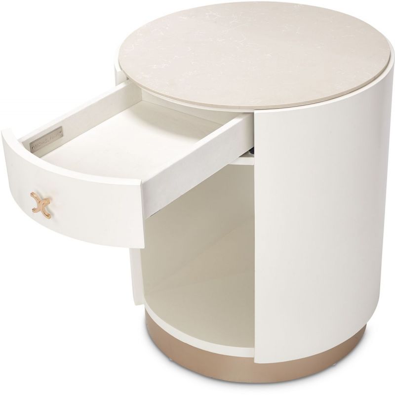 AICO La Rachelle Round End Table w/ Marble Top in Medium Champagne - Furniture Now (CA)