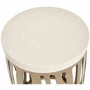 AICO La Rachelle Round Chair Side Table w/ Metal Base in Medium Champagne - Furniture Now (CA)