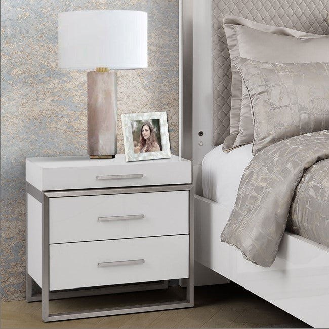 AICO Marquee Nightstand in Cloud White - Furniture Now (CA)
