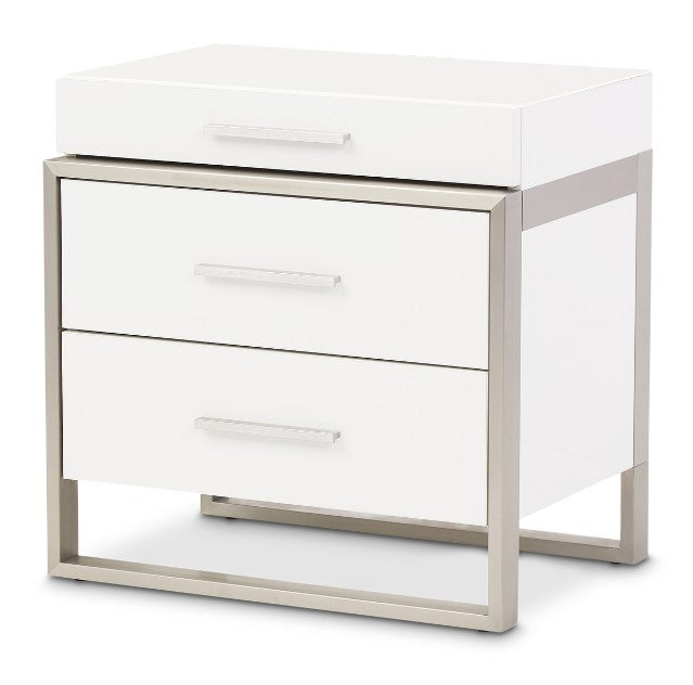 AICO Marquee Nightstand in Cloud White - Furniture Now (CA)