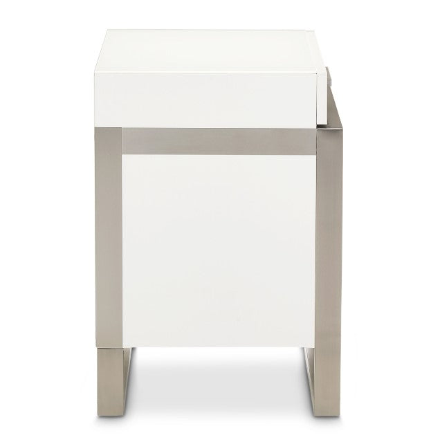 AICO Marquee Nightstand in Cloud White - Furniture Now (CA)