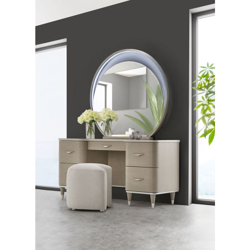 AICO Eclipse Vanity Stool in Moonlight - Furniture Now (CA)