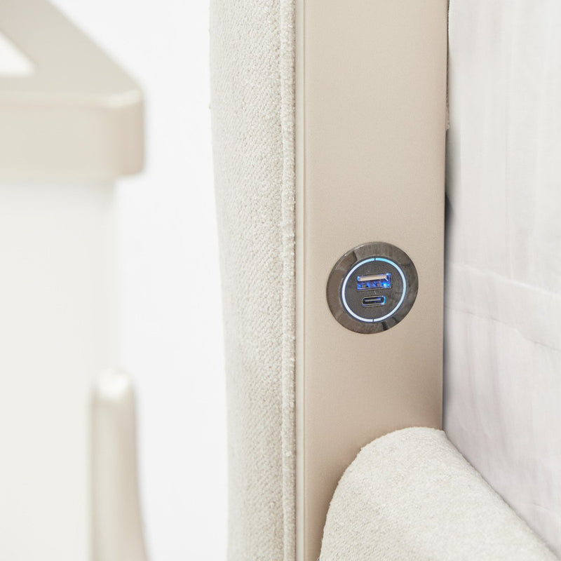 AICO Furniture La Marisia King Upholstered Platform Bed in Creamy Pearl - Furniture Now (CA)